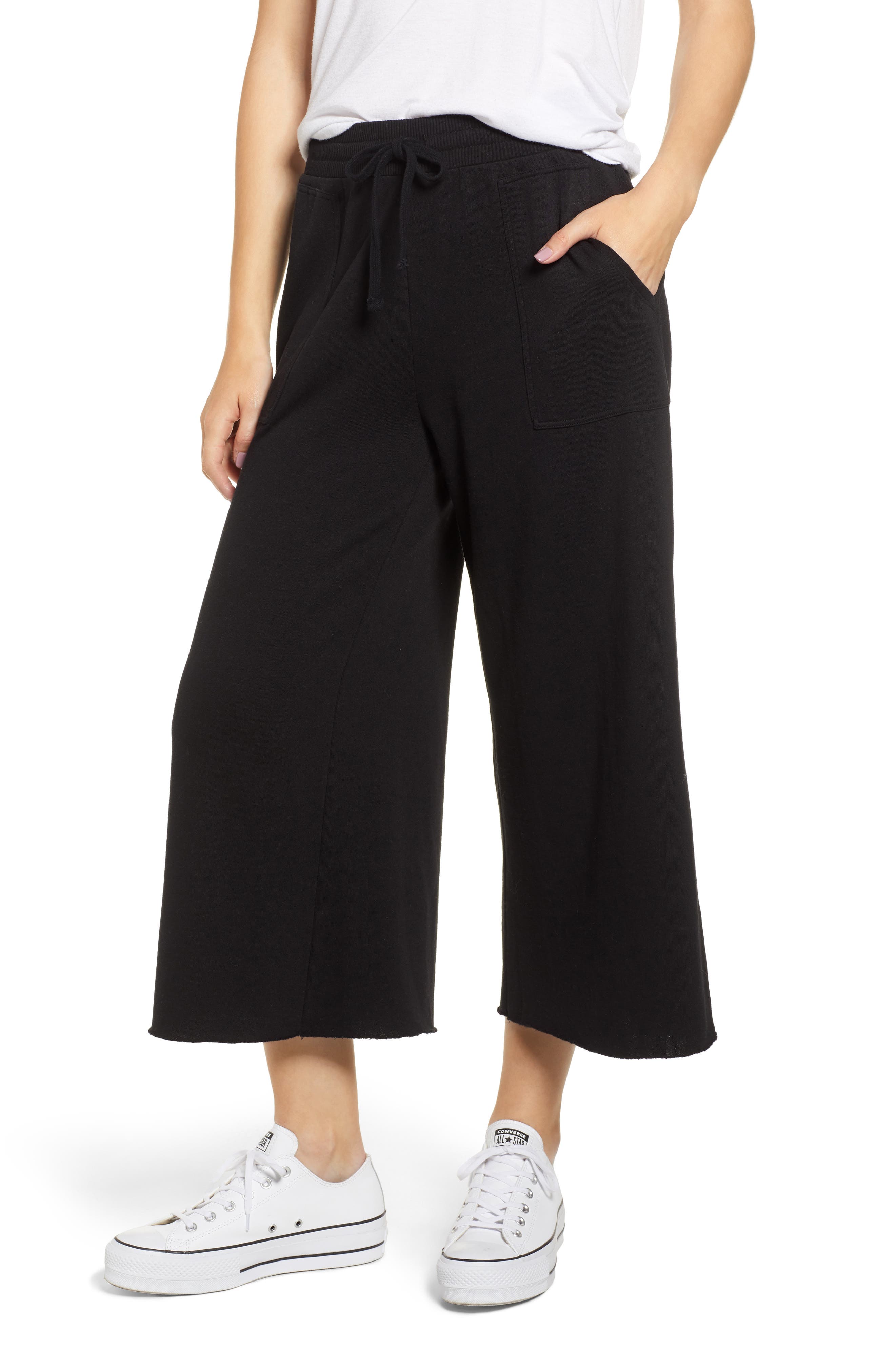 wide leg cropped sweatpants