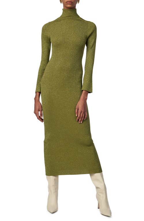 Ronny Kobo Chariuna Metallic Long Sleeve Sweater Dress in Green