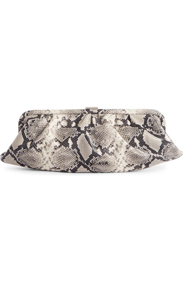 Balenciaga Extra Large Cloud Python Embossed Leather Clutch, Main, color, 