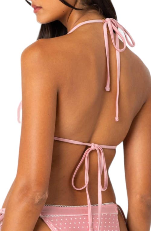 Shop Edikted Contrast Dot Triangle Bikini Top In Pink