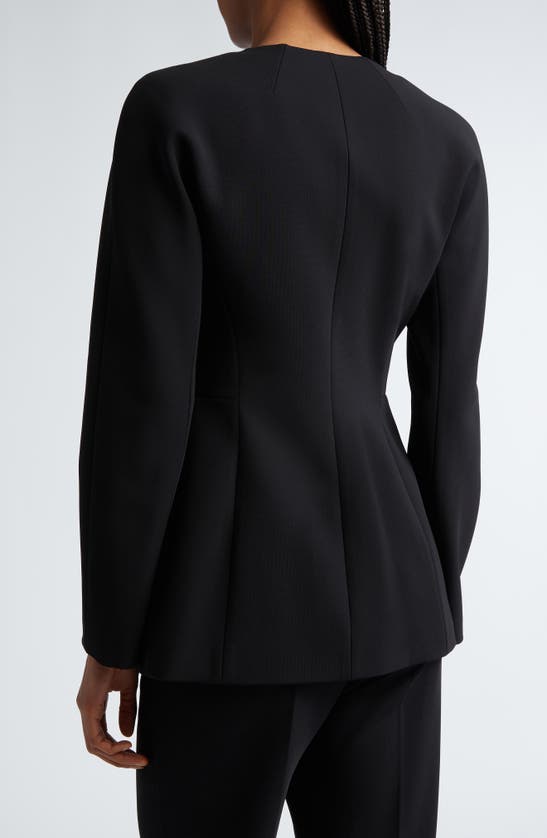 Shop Max Mara Girone Collarless Jersey Jacket In Black