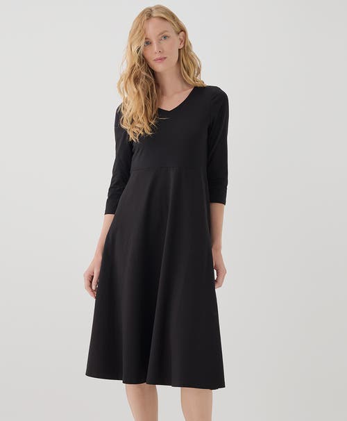 Shop Pact Organic Cotton Fit & Flare Midi Party Dress In Black