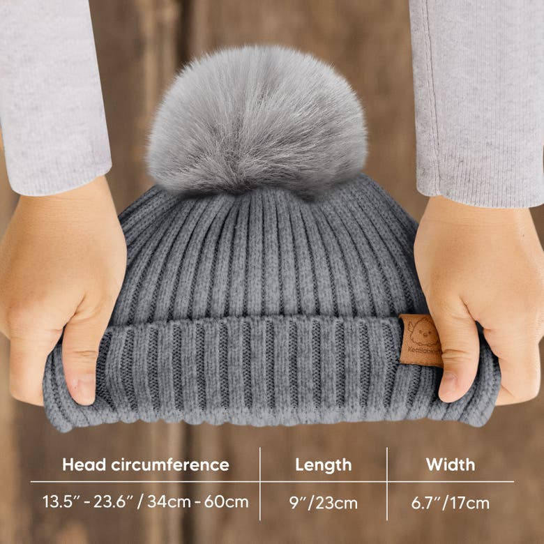 Shop Keababies 2-pack Pom Knitted Beanie In Steel