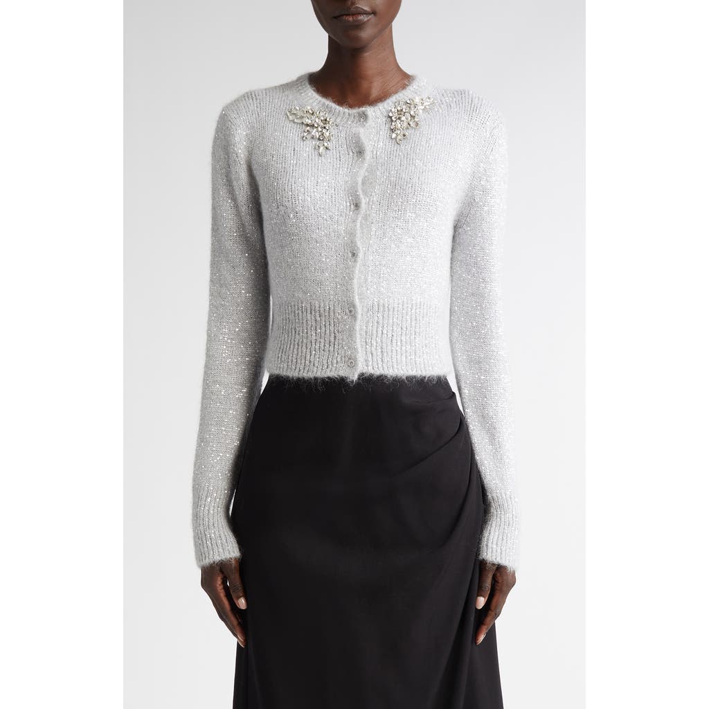 ERDEM ERDEM SEQUIN CROP ALPACA BLEND CARDIGAN