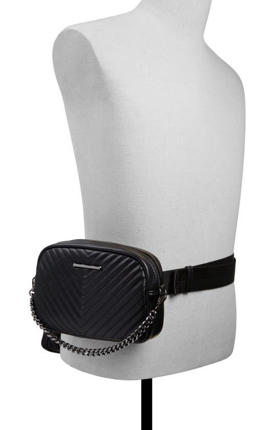 Shop Aldo Zinka Quilted Faux Leather Belt Bag In Black/ Black