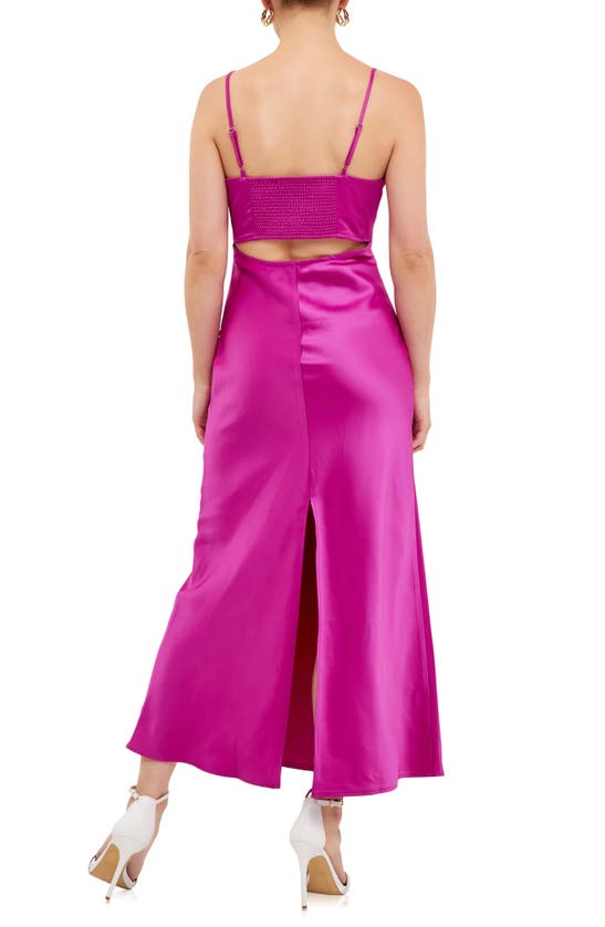 Shop Endless Rose Cutout Back Satin Midi Dress In Orchid