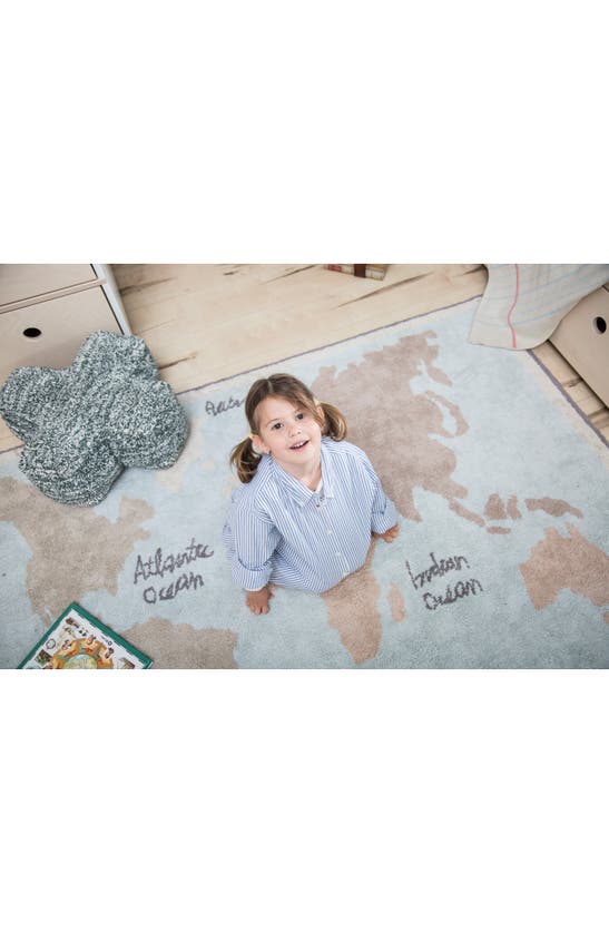 Lorena Canals Vintage Map Washable Recycled Cotton Blend Rug In Blue