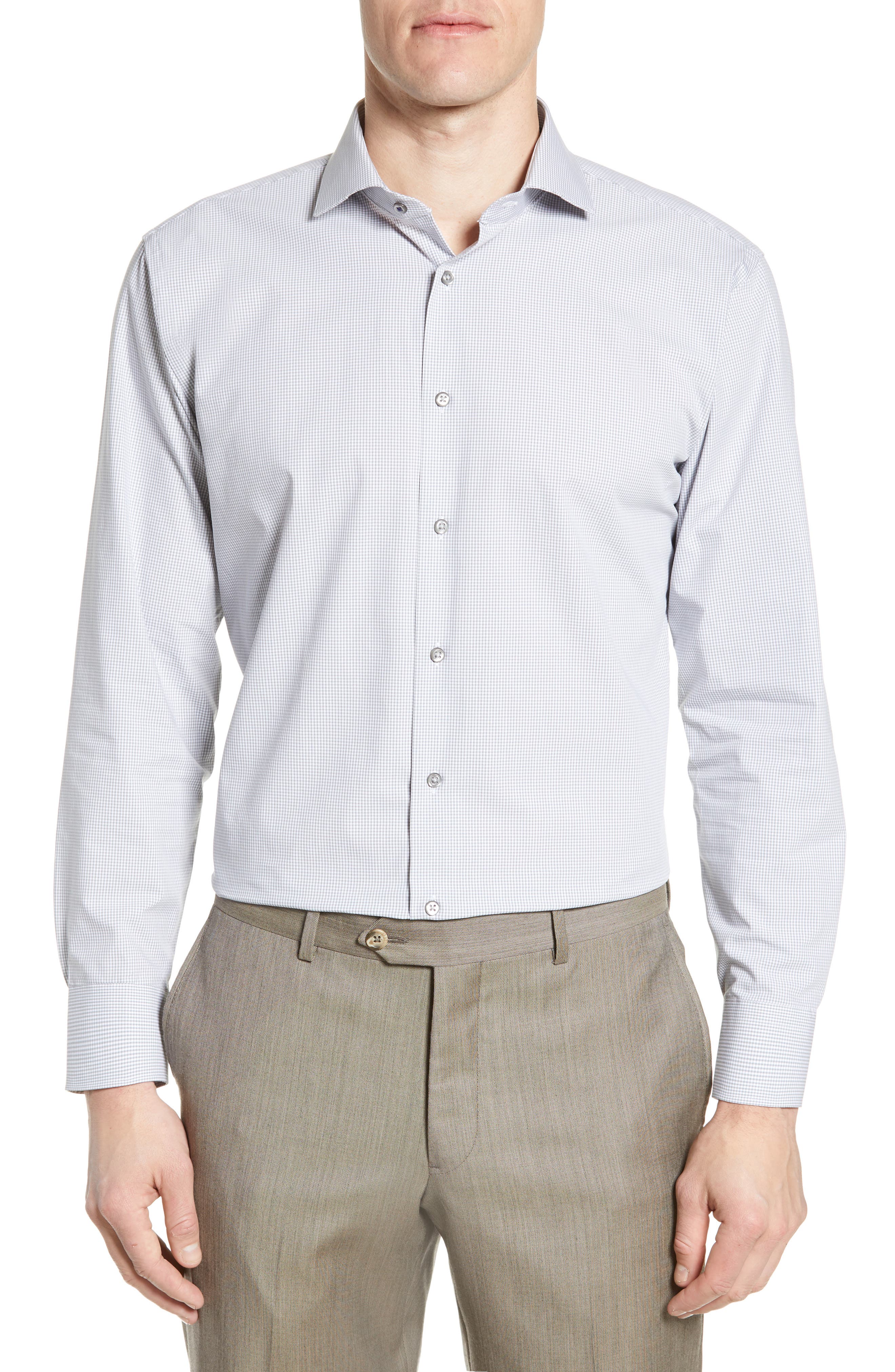 Nordstrom Men's Shop TechSmart Trim Fit Stretch Check Dress Shirt Nordstrom