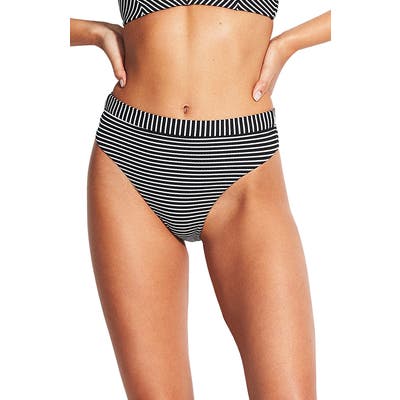 Seafolly Go Overboard Rio High Waist Bikini Bottoms, US / 12 AU - Black