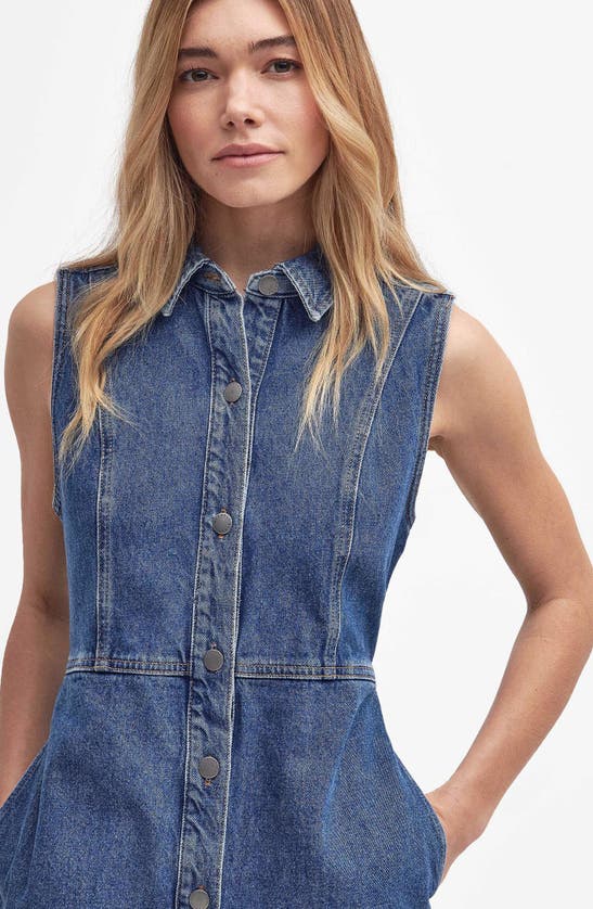 Shop Barbour Molly Sleeveless Denim Dress In Authentic
