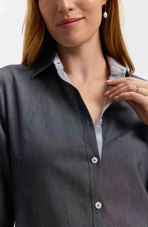 Shop Foxcroft Veronica Double Face Button-up Shirt In Charcoal