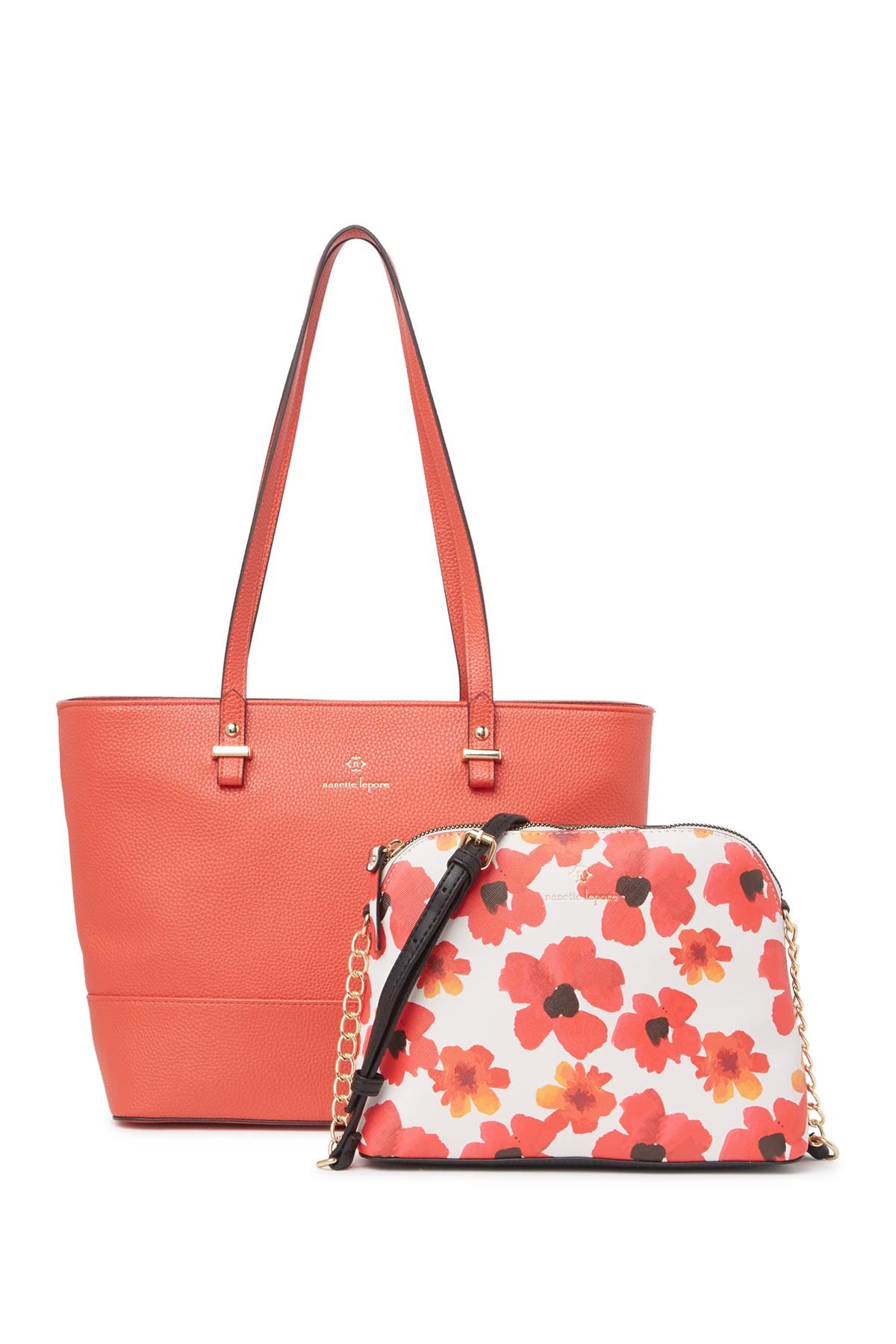 Nanette Lepore Brielle Floral Printed Partial Chain Crossbody Bag In Light/pastel Red