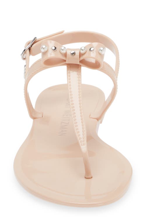 Shop Stuart Weitzman Imitation Pearl Bow Jelly Sandal In Poudre