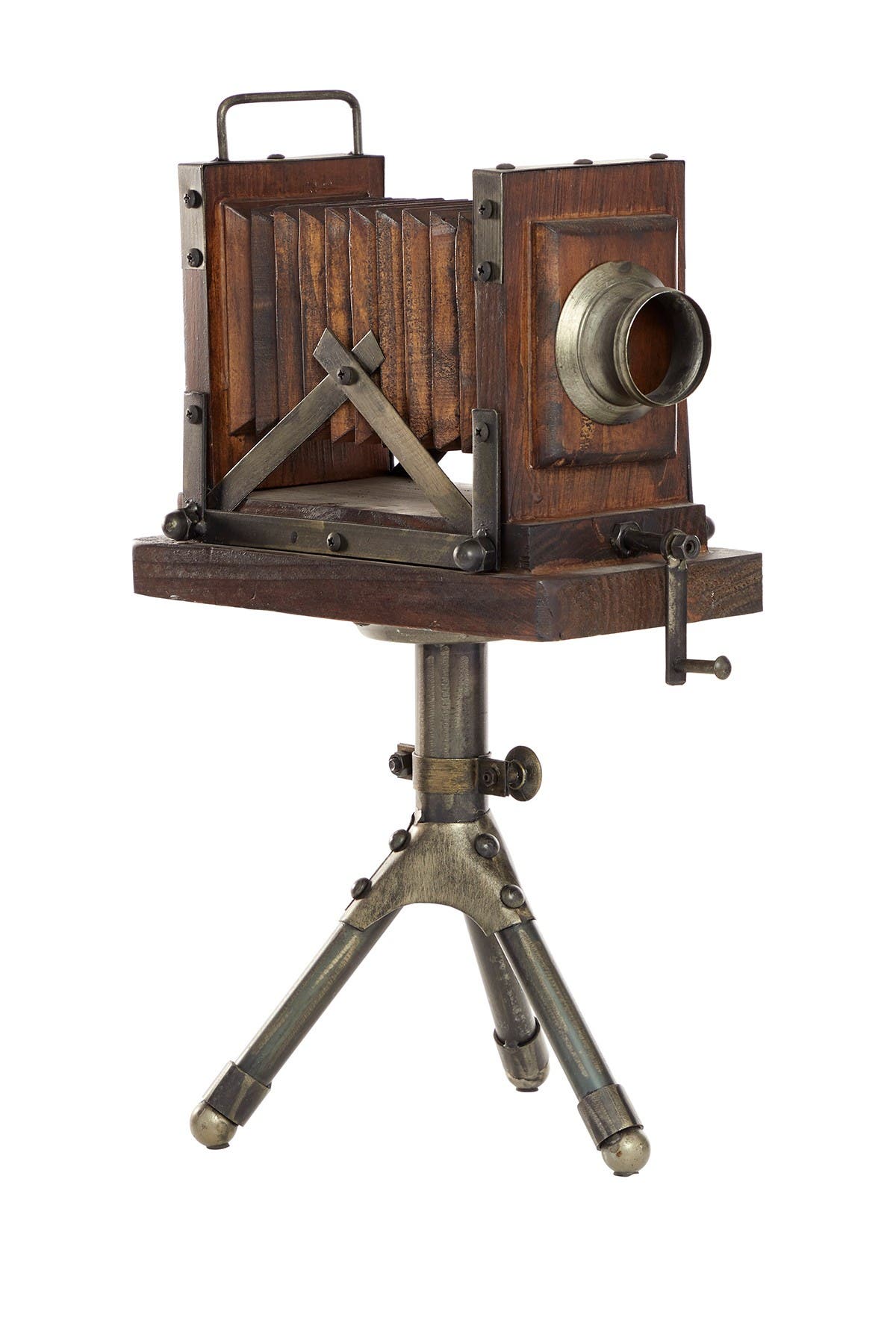 Willow Row Brown Wood Vintage Camera Sculpture
