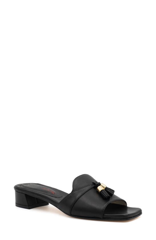 Amalfi By Rangoni Bussola Slide Sandal In Black Parmasoft - Gold Met