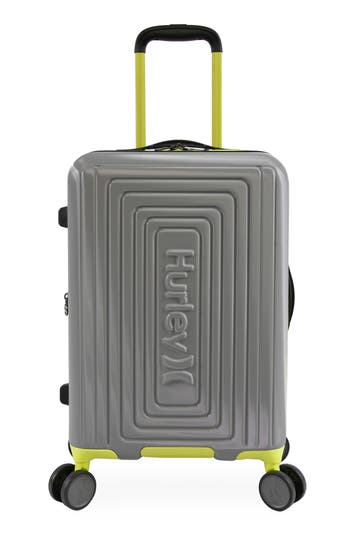 Hurley Suki 21" Hardshell Spinner Suitcase In Light Grey/neon