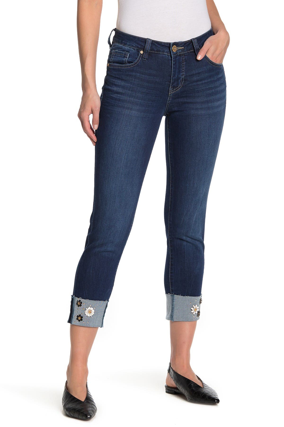 embellished cuff jeans