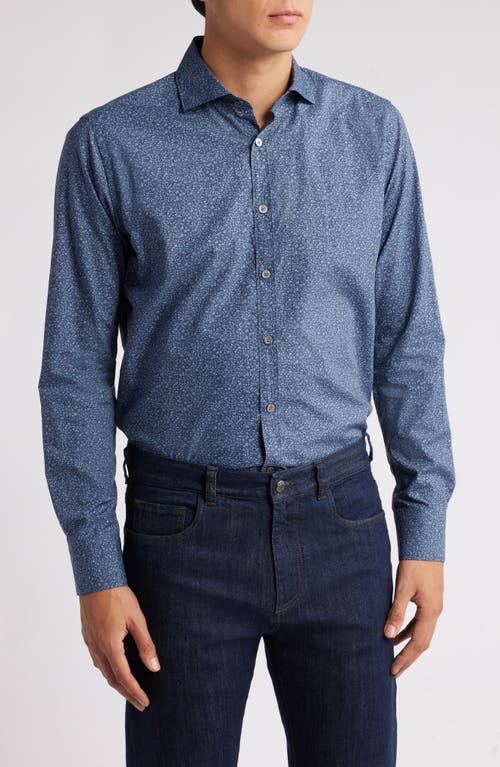 Canali Regular Fit Floral Button-up Shirt In Blue