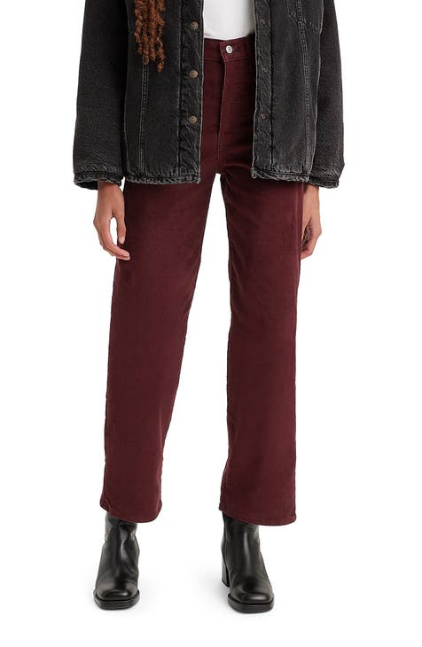 Topshop Petite stretchy velvet cord flared pants in chocolate