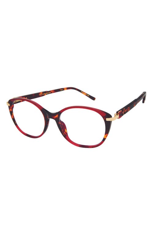 Coco and Breezy Healing 51mm Round Blue Light Filtering Glasses in Red-Tortoise/Clear