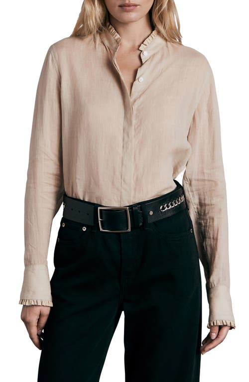 rag & bone Jordan Ruffle Long Sleeve Button-Up Shirt in Ivory