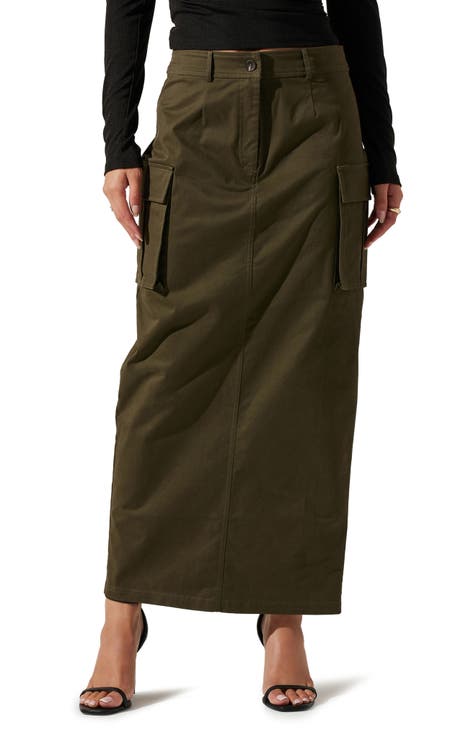 Maxi Cargo Skirt with Ruched Detailing