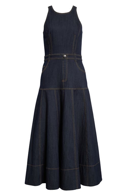 Shop Cinq À Sept Baran Sleeveless Denim Midi Dress In Indigo