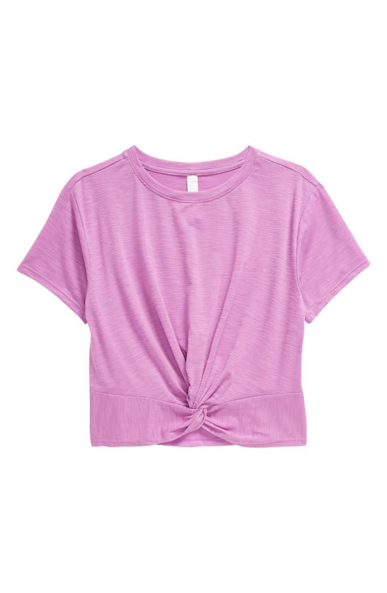 Shop Zella Girl Kids' Twist Front T-shirt In Purple Iris