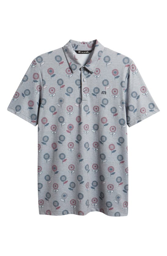 Shop Travismathew Preboarding Floral Piqué Polo In Heather Med Grey