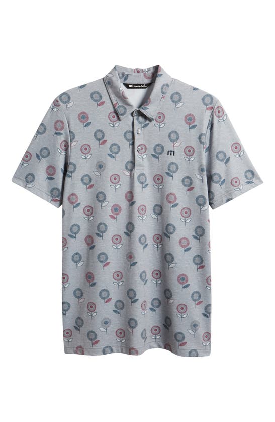 Travismathew Preboarding Floral Piqué Polo In Heather Med Grey