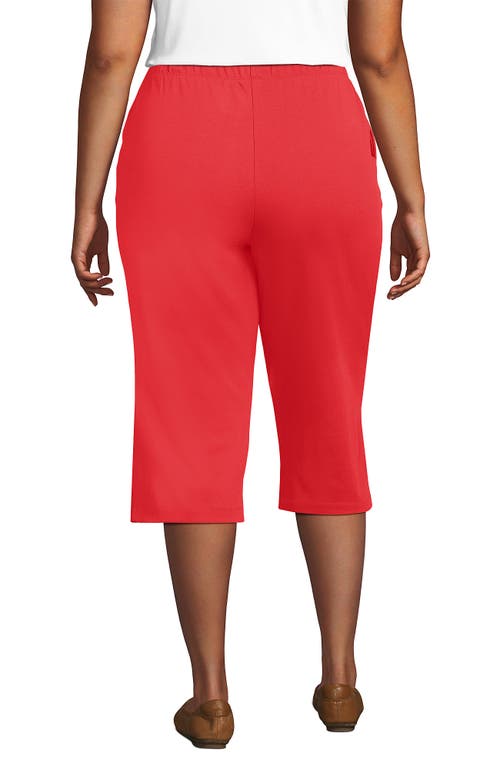 Shop Lands' End Plus Size Sport Knit High Rise Elastic Waist Capri Pants In Sahara Desert