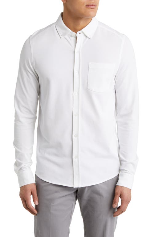 Cutter & Buck Reach Button-Down Piqué Knit Shirt White at Nordstrom,