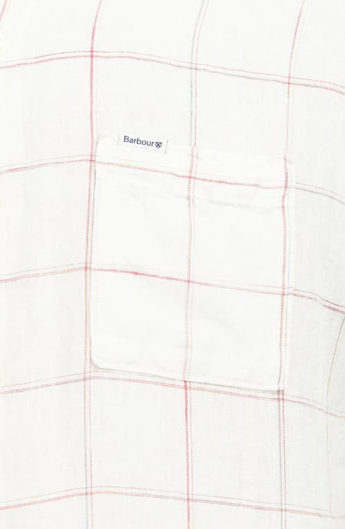 Barbour Bayston Tattersall Short Sleeve Linen Button-up Shirt In Ecru