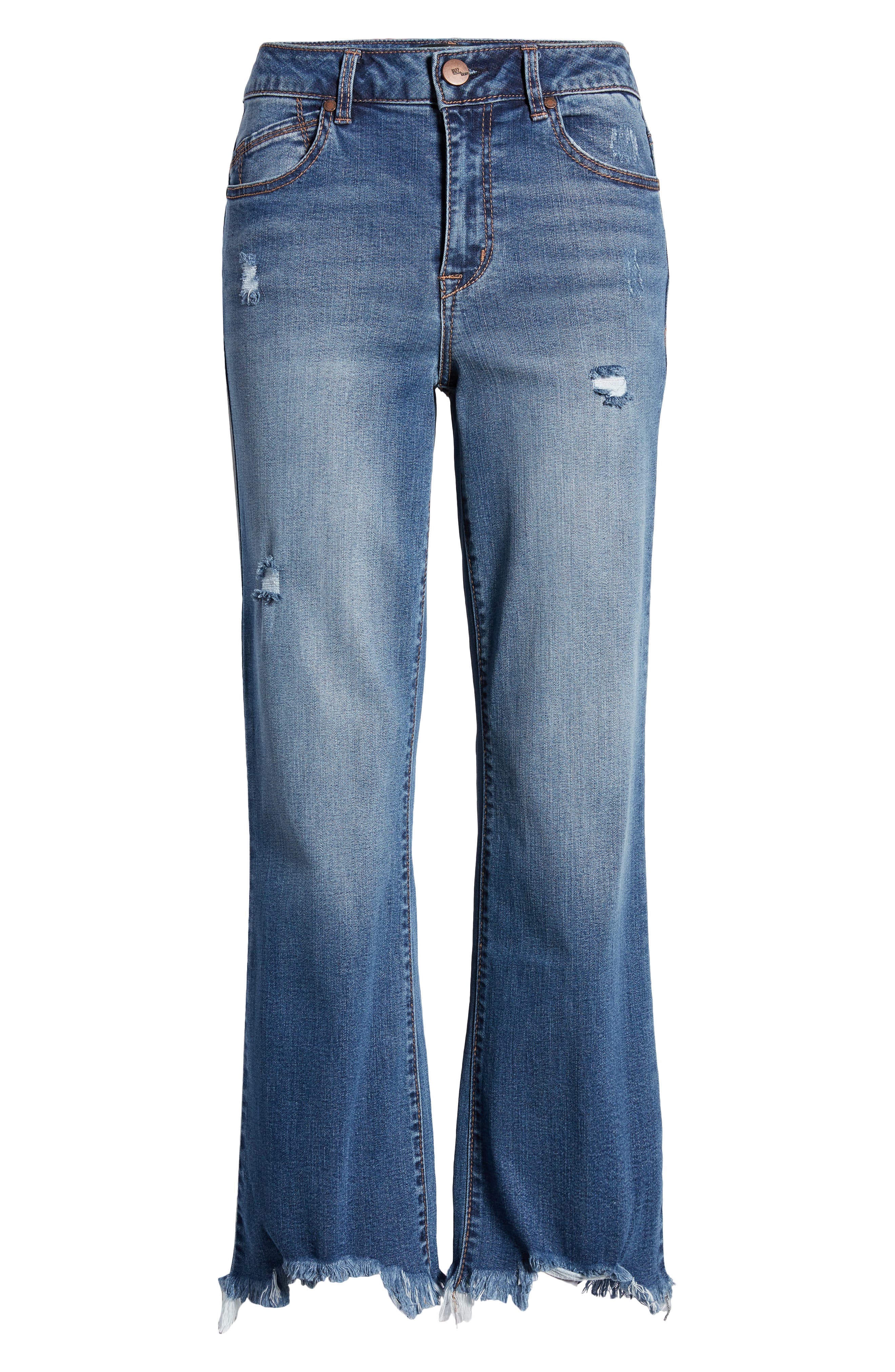 High-Waist Wash Raw Hem Jeans