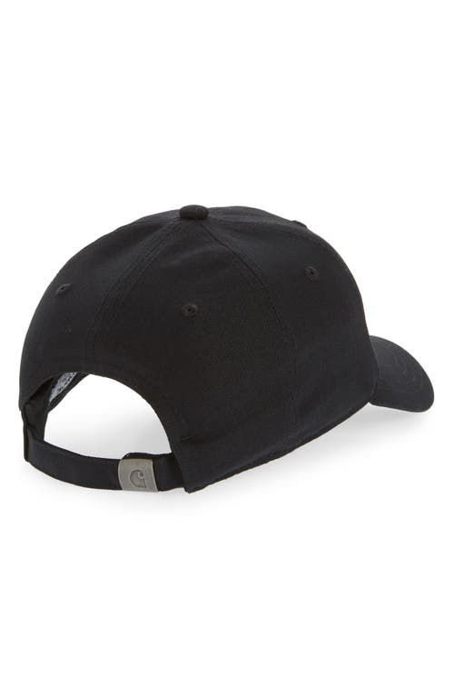 Shop Carhartt Work In Progress Logo Script Baseball Cap In Black/white