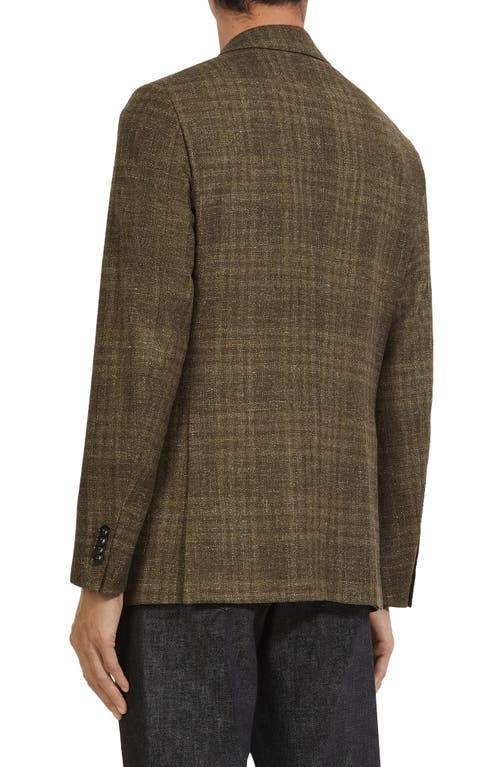 Zegna Crossover Plaid Wool Blend Sport Coat In Fango