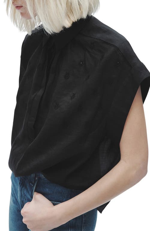 Rag & Bone Lucia Embroidered Button-front Shirt In Black