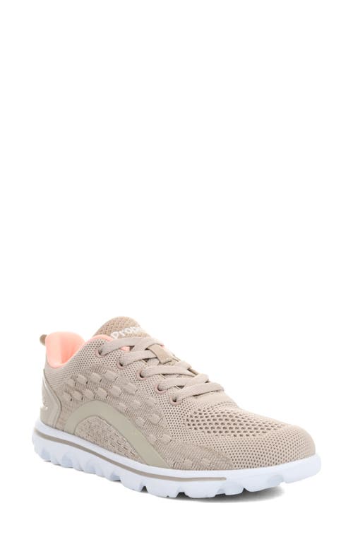 TravelActiv Axial Lace-Up Sneaker in Taupe/Peach Fabric