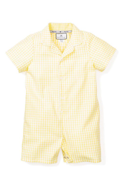 Petite Plume Gingham One-Piece Short Pajamas in Yellow