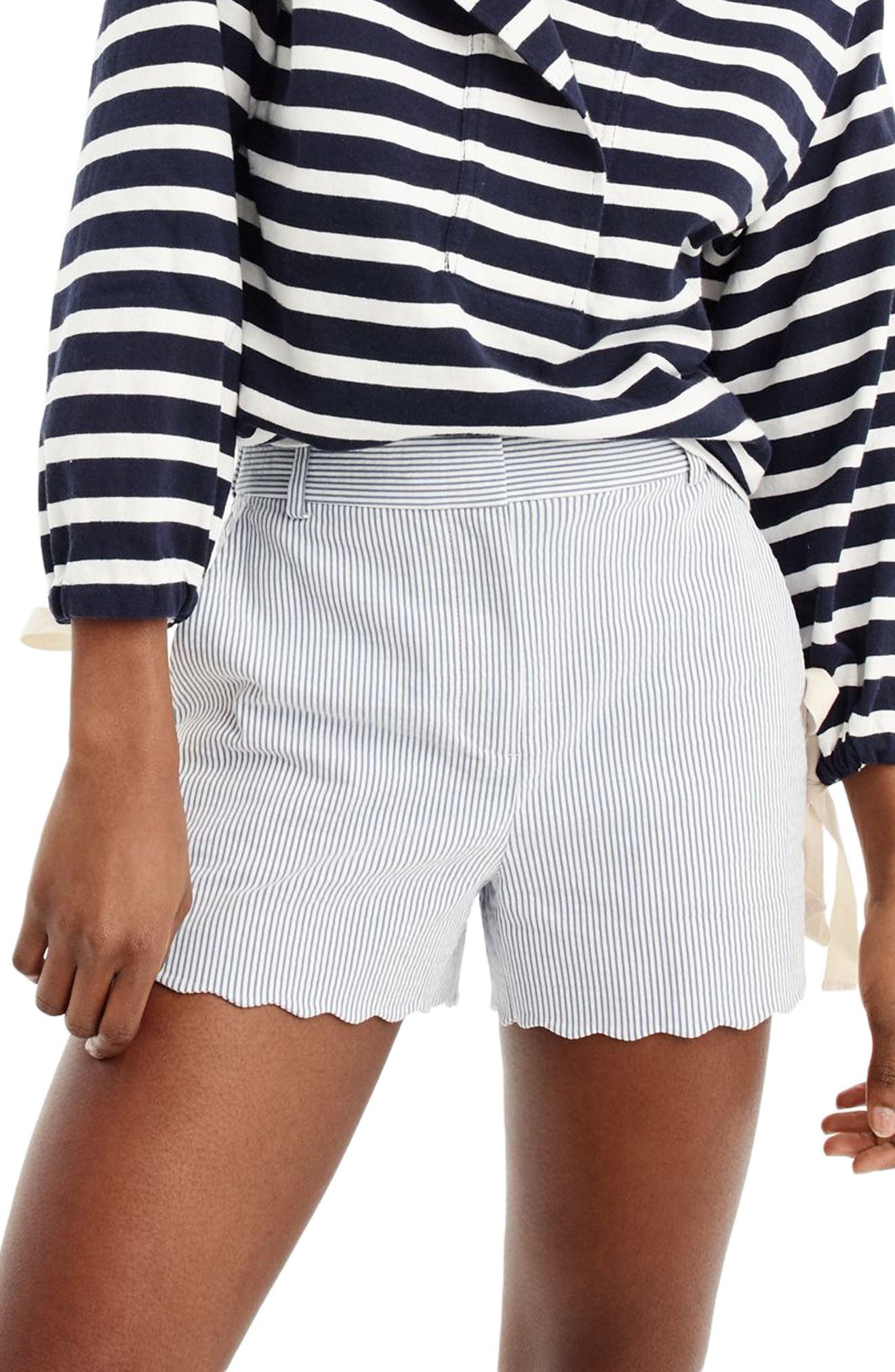 J Crew Fiesta Seersucker Scallop Hem Shorts Nordstrom