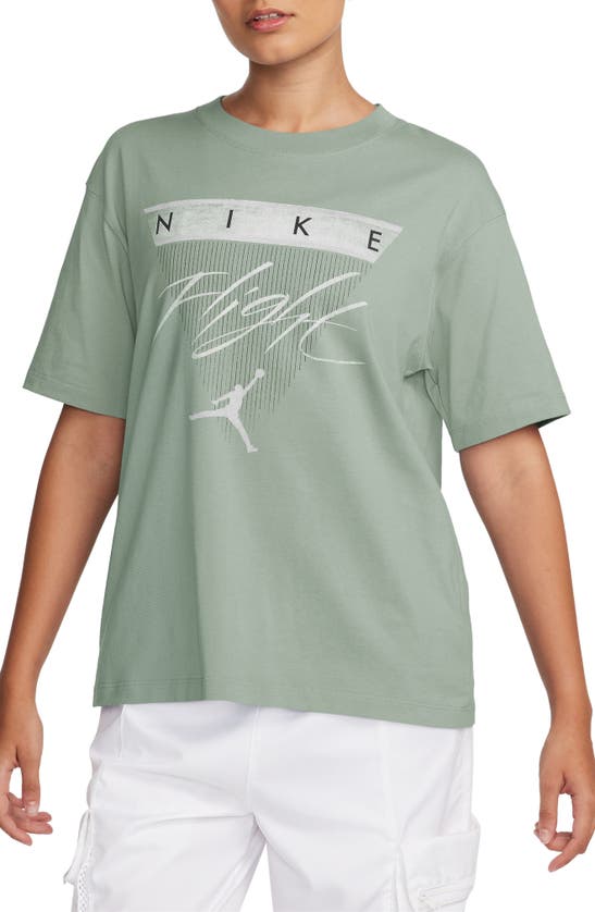 Shop Jordan Flight Heritage Graphic T-shirt In Jade Smoke/ Barely Green