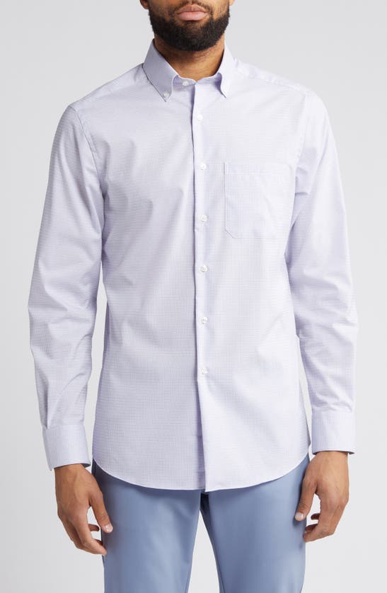 Shop Scott Barber Dobby Check Stretch Button-down Shirt In Lilac