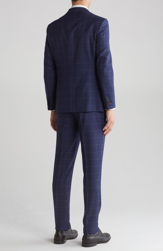Shop English Laundry Plaid Trim Fit Wool Blend Two-piece Suit In Navy