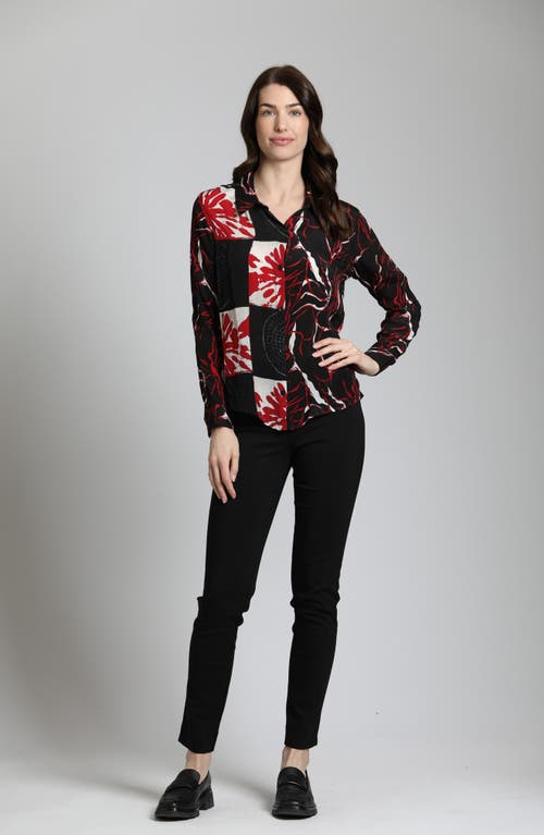 Shop Apny Printed Button-up Shirt In Red Multi