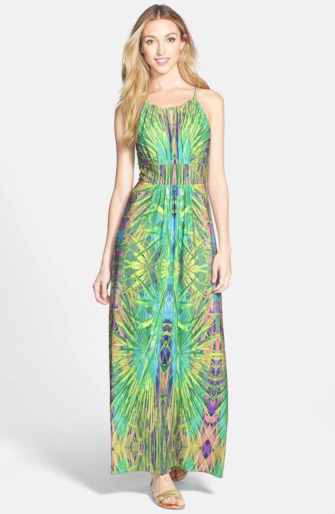 Wallis 'Green Leaf' Maxi Dress Nordstrom
