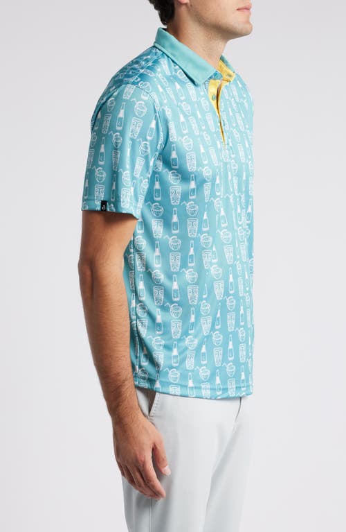 Shop Swannies Elliott Tropical Libations Print Golf Polo In Pacific