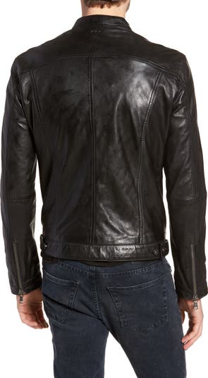 John Varvatos Band Collar Leather Jacket Nordstrom