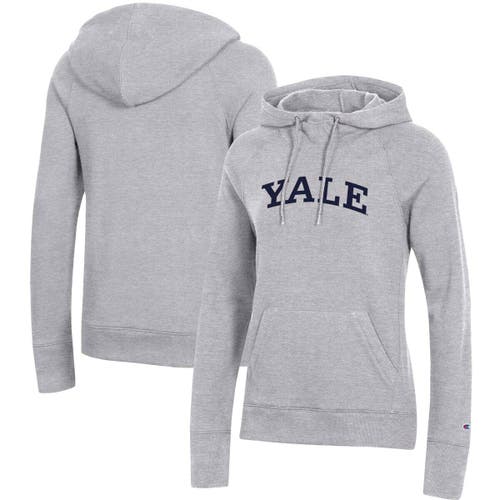 Women's Champion Heathered Gray Yale Bulldogs Arch Pullover Hoodie in Heather Gray