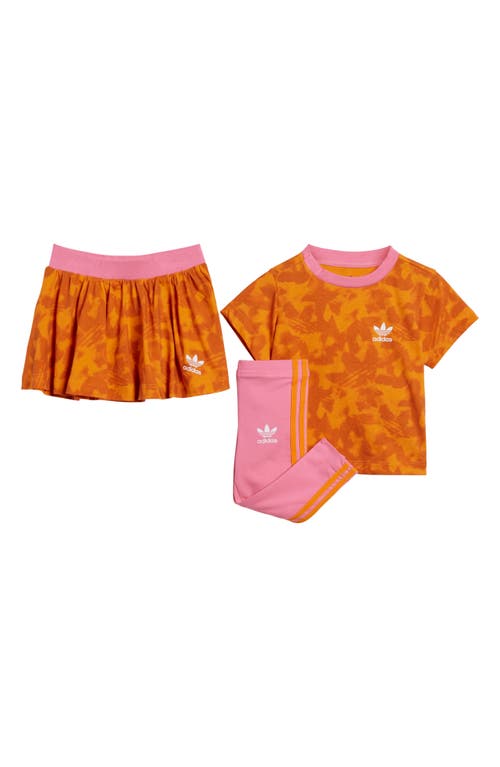 adidas T-Shirt, Skirt & Leggings Set Bright Orange/Pink Fusion at Nordstrom,