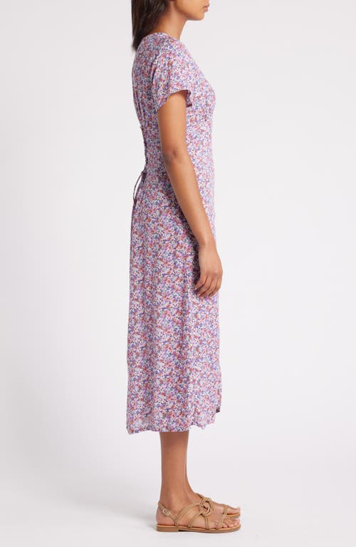 Lucky Brand Print Button Front Midi Dress In Lavender Multi